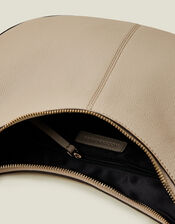 Leather Scoop Shoulder Bag, Nude (NUDE), large