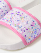 Girls Confetti Strap Sliders, Multi (PASTEL MULTI), large