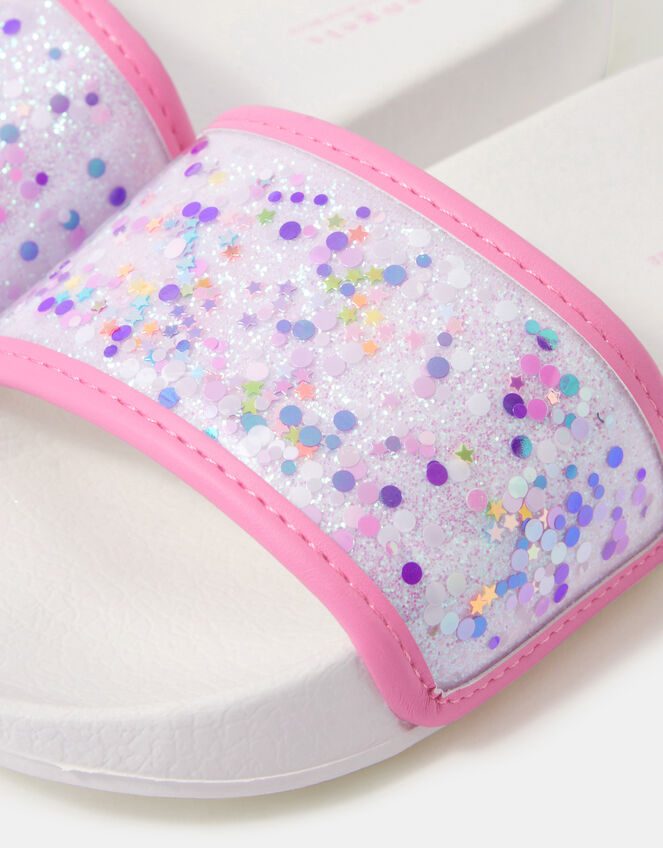 Girls Confetti Strap Sliders, Multi (PASTEL MULTI), large