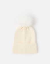 Knit Pom-Pom Beanie, Natural (NATURAL), large