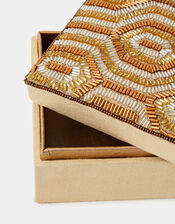 Geometric Beaded Square Jewellery Box, , large