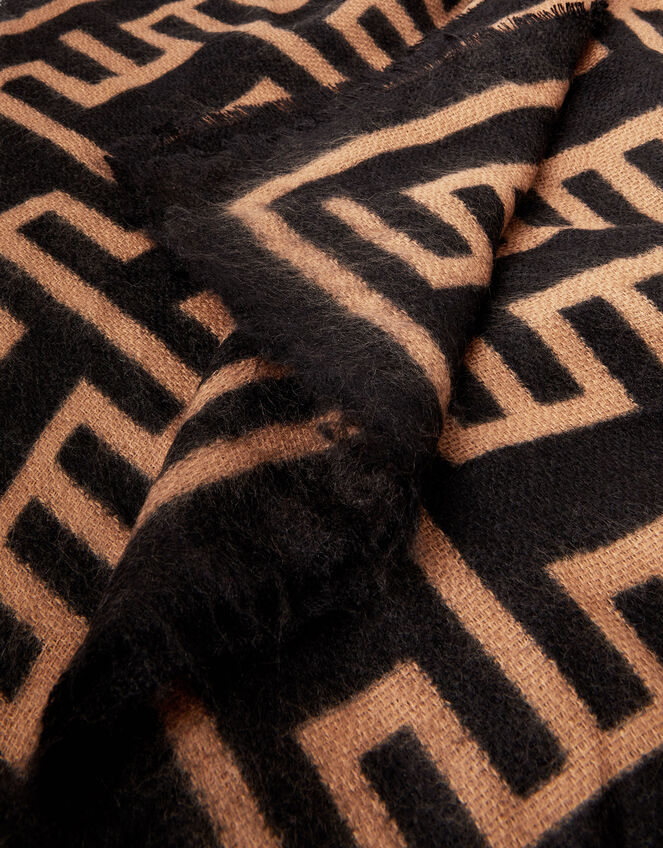 Geometric Print Blanket Scarf, , large