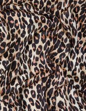 Leopard Print Square Satin Scarf, , large