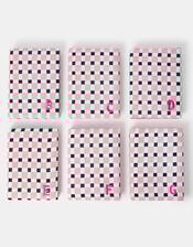 Checkerboard Embroidered Initial Notebook, Pink (PINK), large