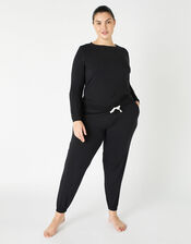 Full-Length Jersey Lounge Set, Black (BLACK), large