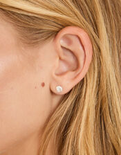 Sterling Silver Seashell Stud Earrings, , large