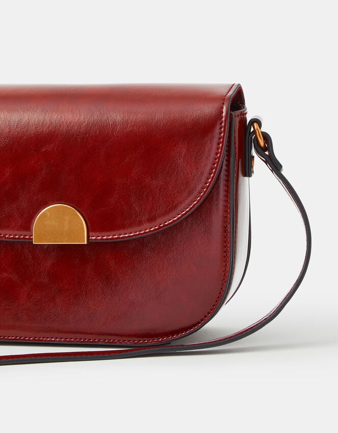 Patent Crossbody Bag, Red (BURGUNDY), large