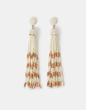 Beaded Tassel Drop Earrings, , large