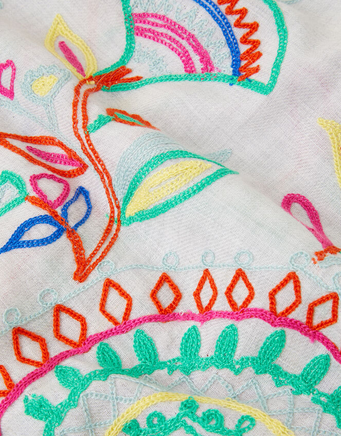 Embroidered Damask Scarf, , large