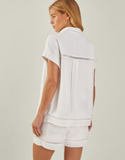 Cap Sleeve Boxy Shirt, White (WHITE), large