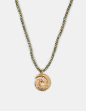 Swirl Pendant Beaded Necklace Green, , large