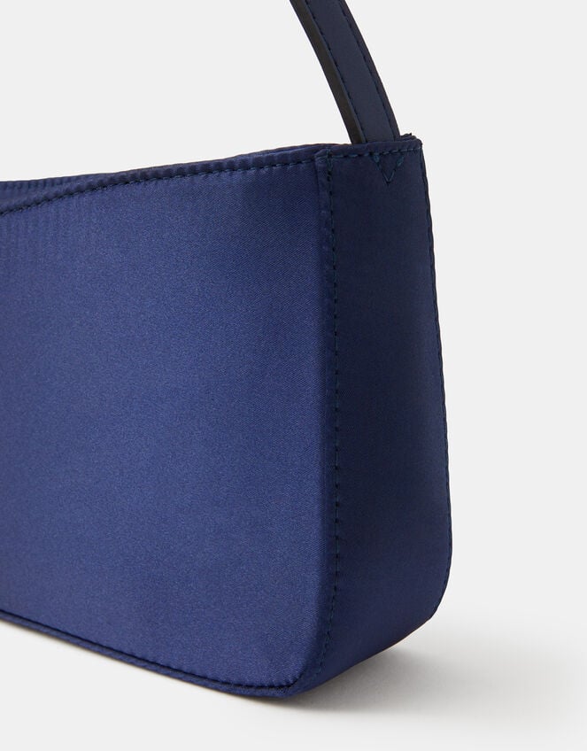Satin Shoulder Bag, Blue (NAVY), large