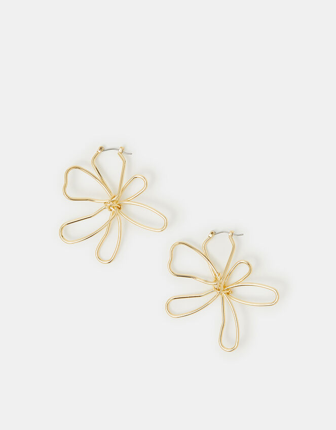 Statement Flower Hoop Earrings, , large