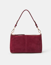 Leather Crossbody Handbag, Red (BURGUNDY), large