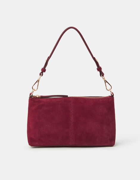 Leather Crossbody Handbag, Red (BURGUNDY), large