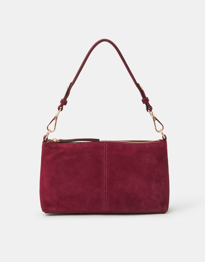 Leather Crossbody Handbag, Red (BURGUNDY), large