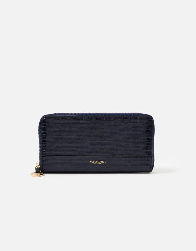 Large Zip Around Wallet, Blue (NAVY), large