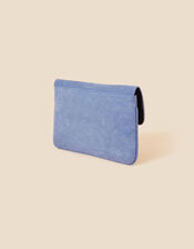 Suedette Flat Fold Clutch, Blue (BLUE), large