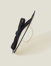 Two Tone Bow Disc Fascinator, Black (BLACK WHITE), large