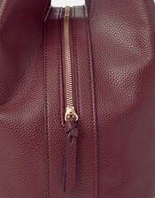 Slouchy Tassel Charm Shoulder Bag, Red (BURGUNDY), large