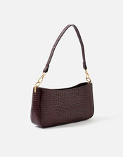 Faux Croc Baguette Bag, Red (BURGUNDY), large