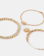 3-Pack Sun Charm Beaded Anklets, , large