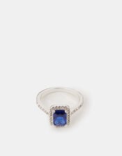 Square Cubic Zirconia Halo Ring, Silver (SILVER), large