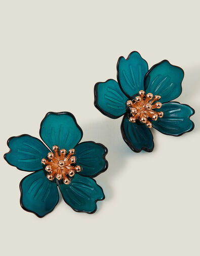Statement Resin Flower Stud Earrings, , large