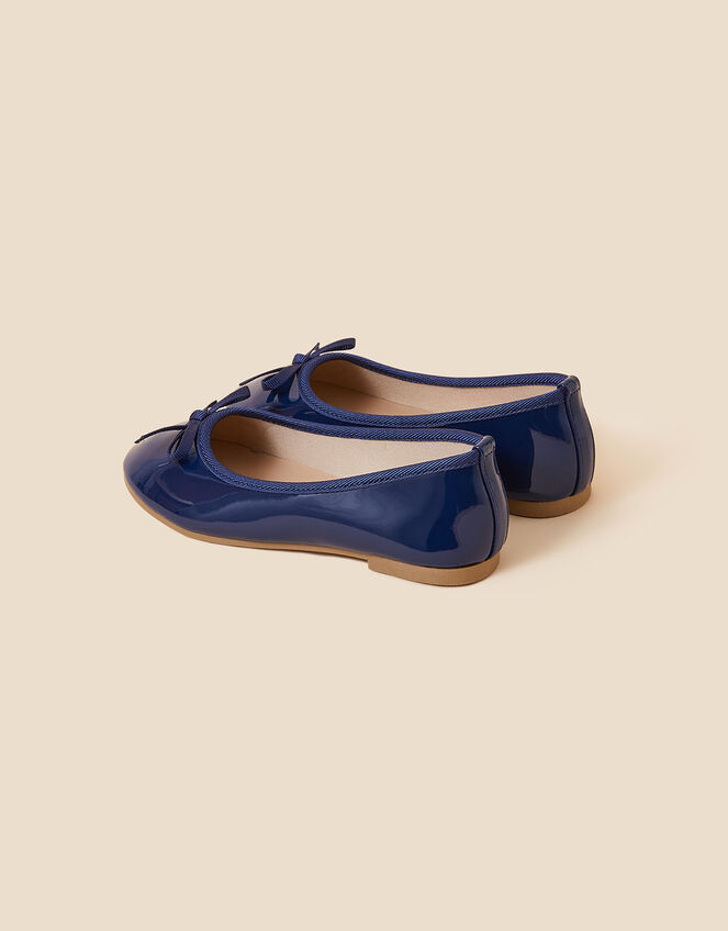 Girls Patent Ballerina Flats, Blue (NAVY), large