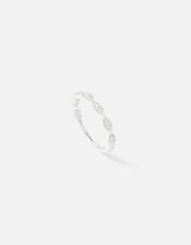 Sterling Silver Sparkle Weave Ring, White (ST CRYSTAL), large