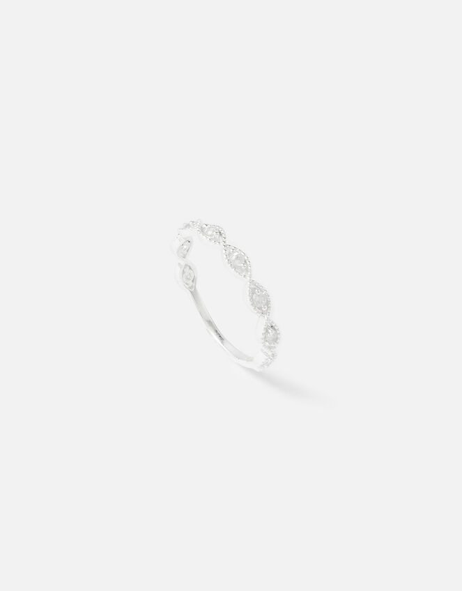 Sterling Silver Sparkle Weave Ring, White (ST CRYSTAL), large