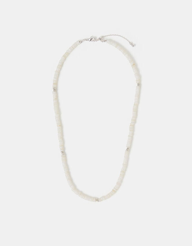 Sterling Silver-Plated Shell Beaded Necklace, , large