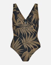 Lexi Palm Print Shaping Swimsuit, Black (BLACK WHITE), large