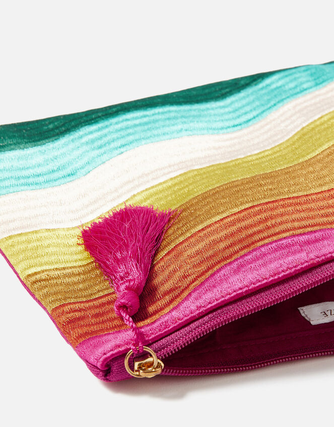 Rainbow Wave Embroidered Wash Bag, , large