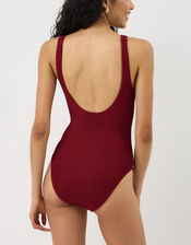 Seersucker Swimsuit, Red (BURGUNDY), large
