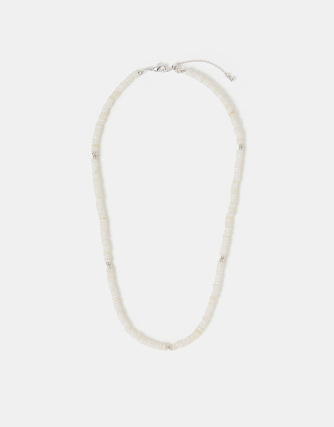 Sterling Silver-Plated Shell Beaded Necklace, , large