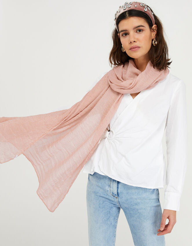 Metallic Lightweight Scarf, Pink (PALE PINK), large