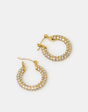 Stainless Steel Pav&eacute; Hoop Earrings, , large