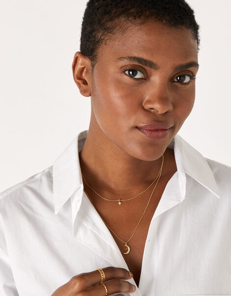 14ct Gold-Plated Celestial Necklace, , large