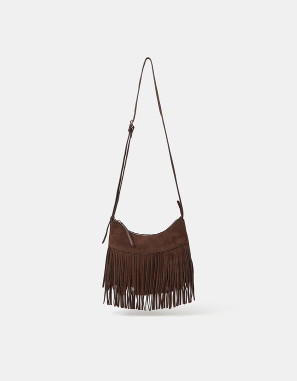 Fringe Suede Crossbody Bag, Brown (CHOCOLATE), large