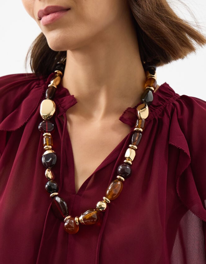 Chunky Organic Resin Beaded Necklace, , large