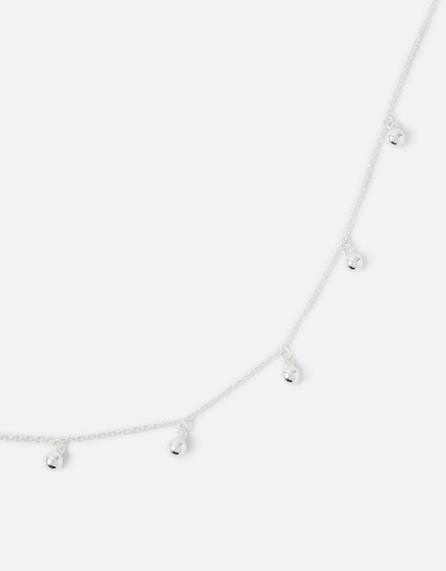 Sterling Silver Bead Station Necklace, , large