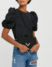 Natalie Suedette Clutch Bag, Black (BLACK), large