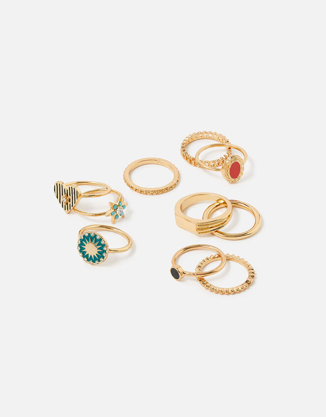 Reconnected Enamel Charm Rings, Multi (DARKS-MULTI), large