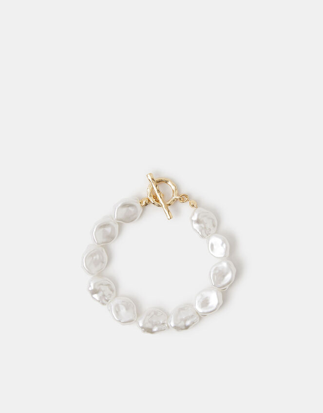 Organic Pearl T-Bar Bracelet, , large