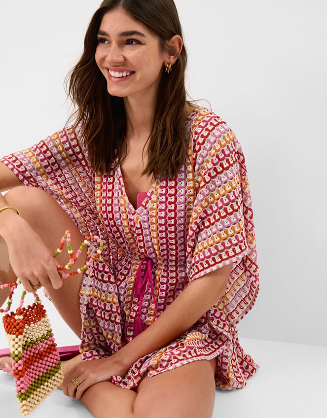 Crochet Mini Kaftan, Multi (BRIGHTS MULTI), large