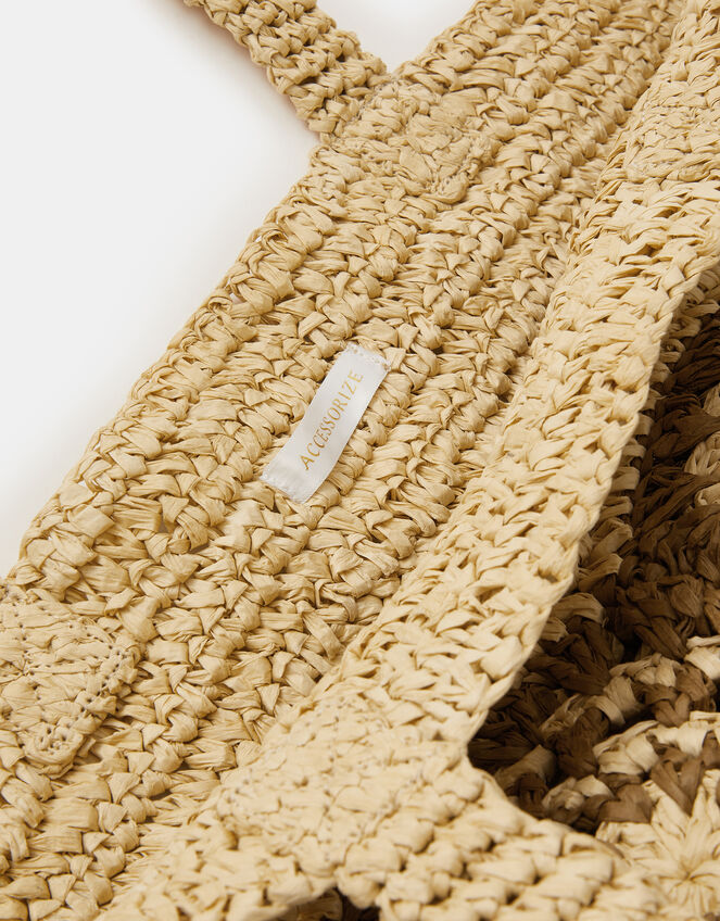 Crochet Raffia Beach Bag, , large