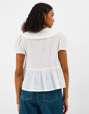 Floral Embroidered Collar Blouse, Ivory (IVORY), large