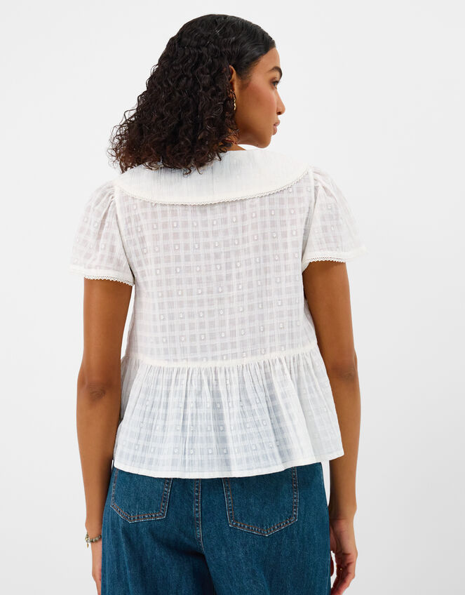 Floral Embroidered Collar Blouse, Ivory (IVORY), large