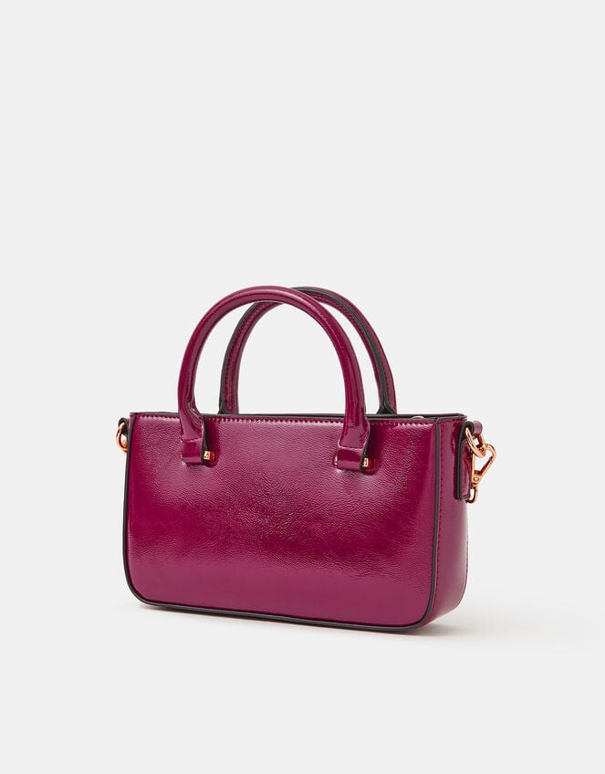 Patent Crossbody Handbag, Red (BURGUNDY), large